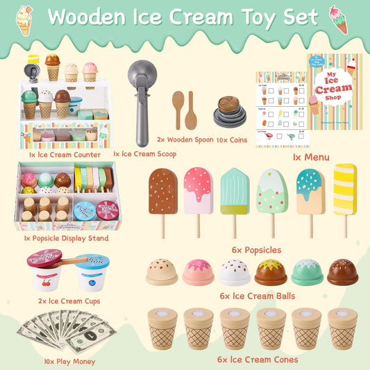 Peccvon ice-cream balls collection encourages counting and color recognition during play.