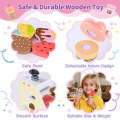 Peccvon wooden ice cream stand coins support early money concepts.