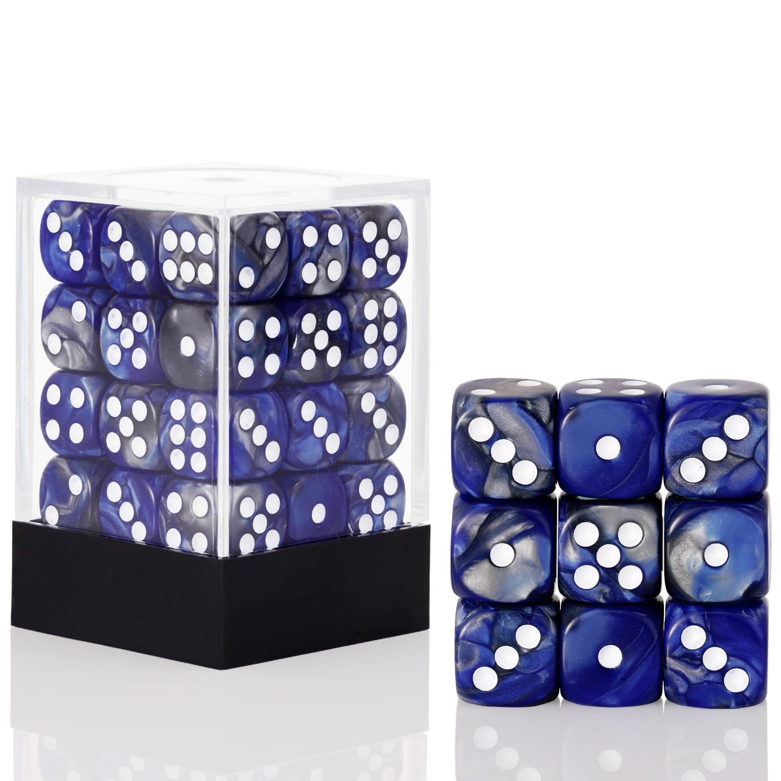 PECHOI 36-piece dice set for tabletop games with organized storage.