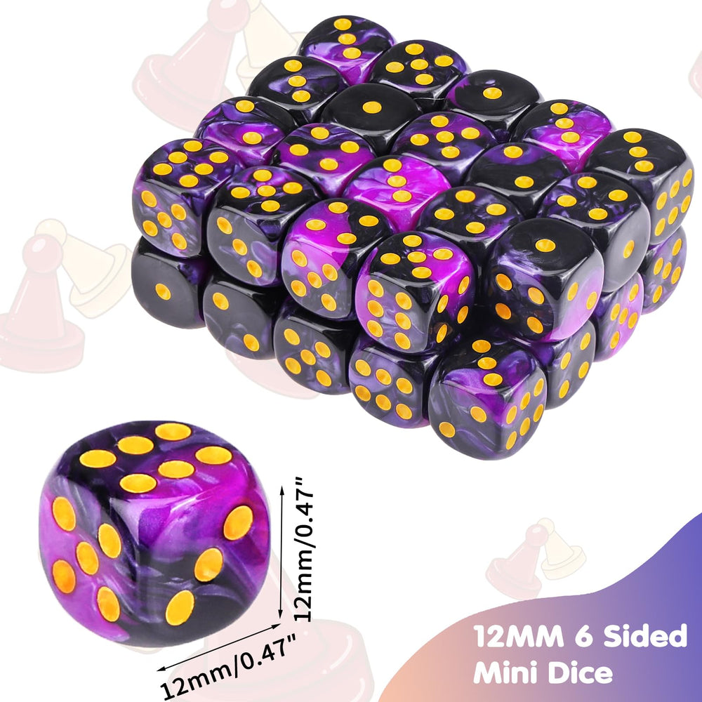 PECHOI 12mm purple dice with bright colors and clear pips for easy reading