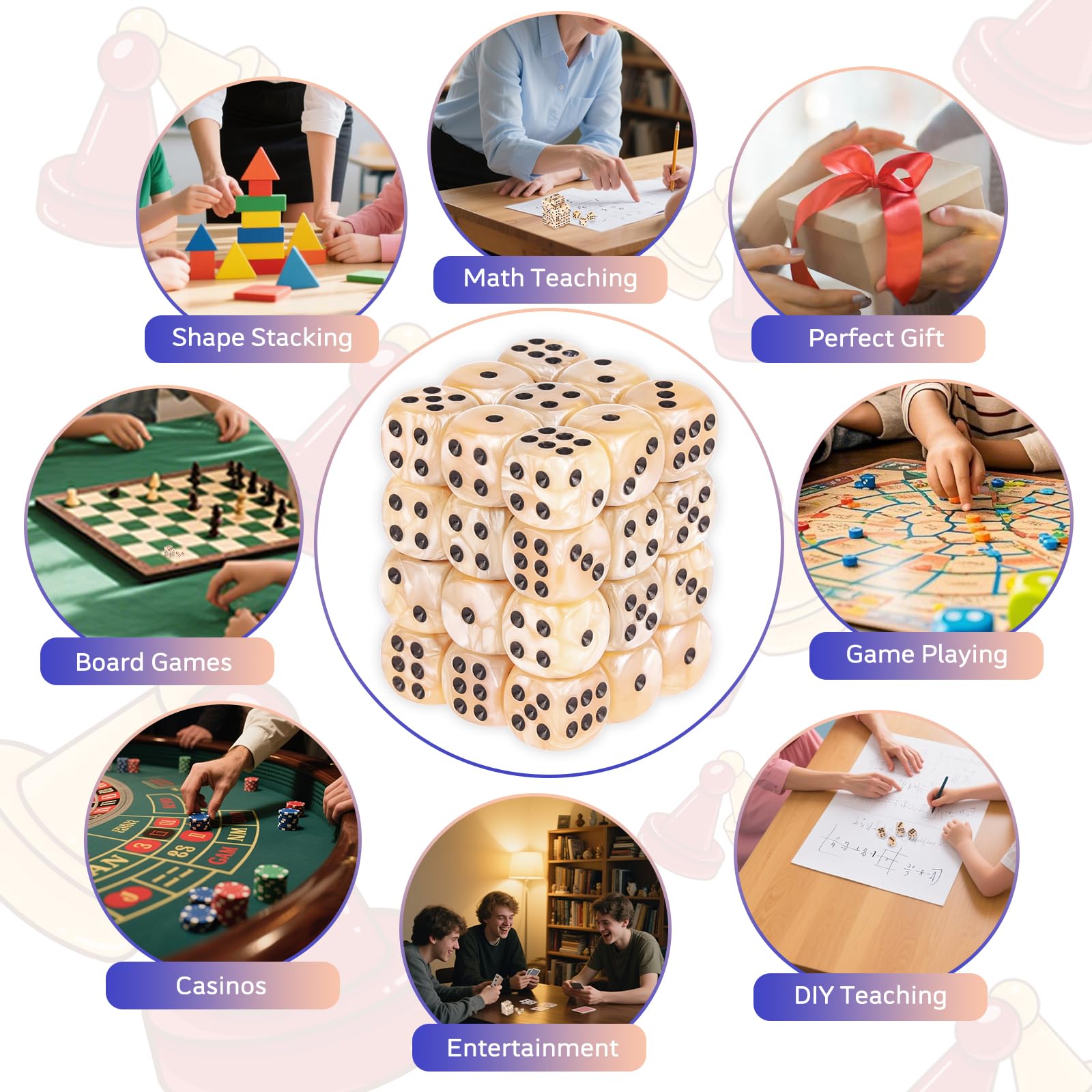 PECHOI durable acrylic dice with vibrant colors for repeated play