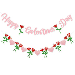 Peclek Happy Galentine's Banner with pink glitter letters for festive decor