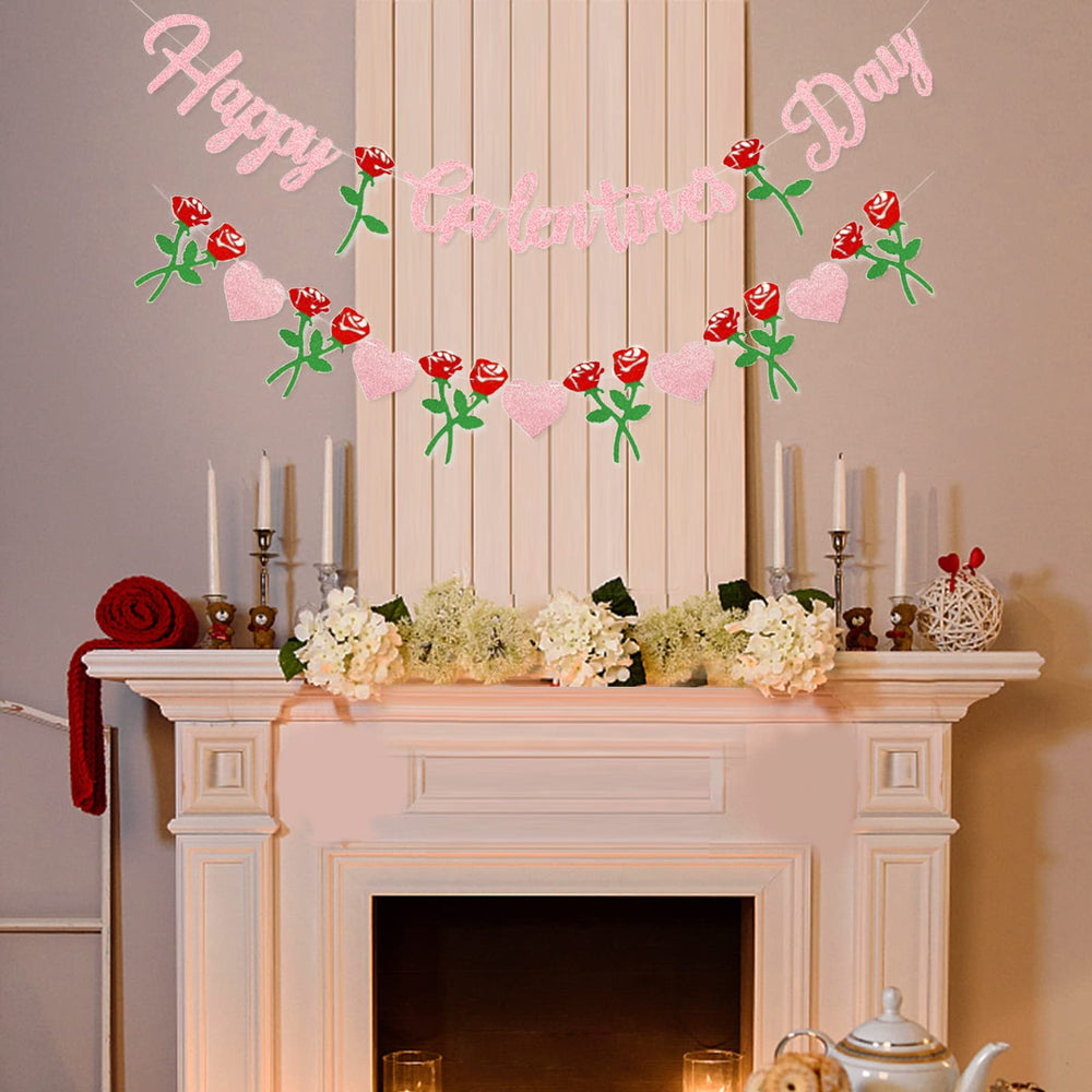 Peclek pink glitter letters banner as a bold statement piece