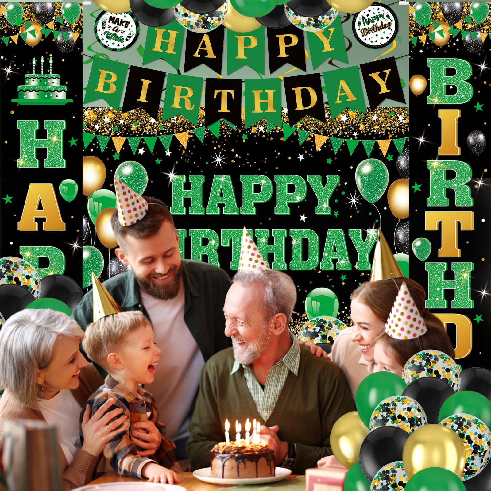 Peconal black birthday balloons add contrast and depth