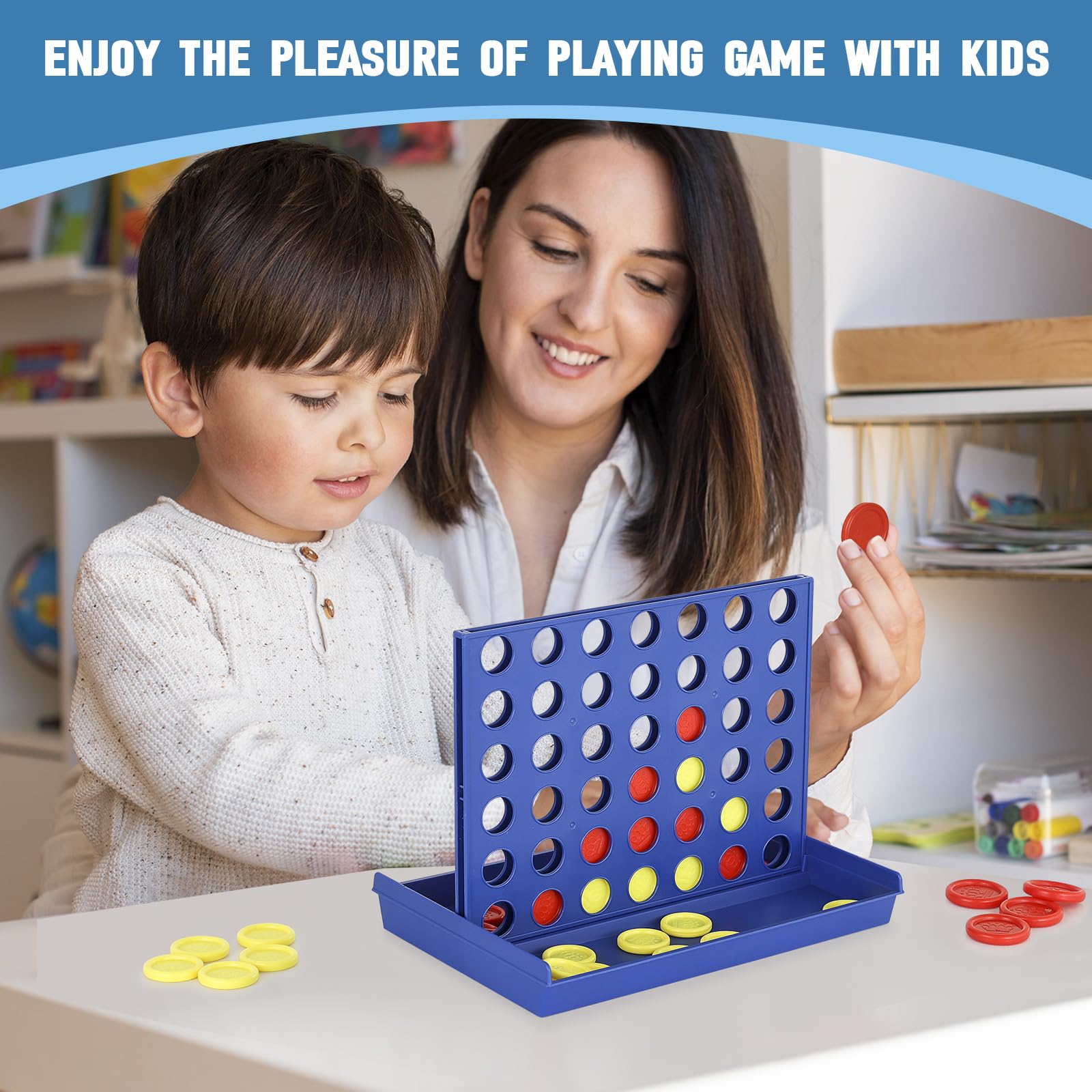 Pedolini 4-in-a-Row travel board play area, compact setup for travel