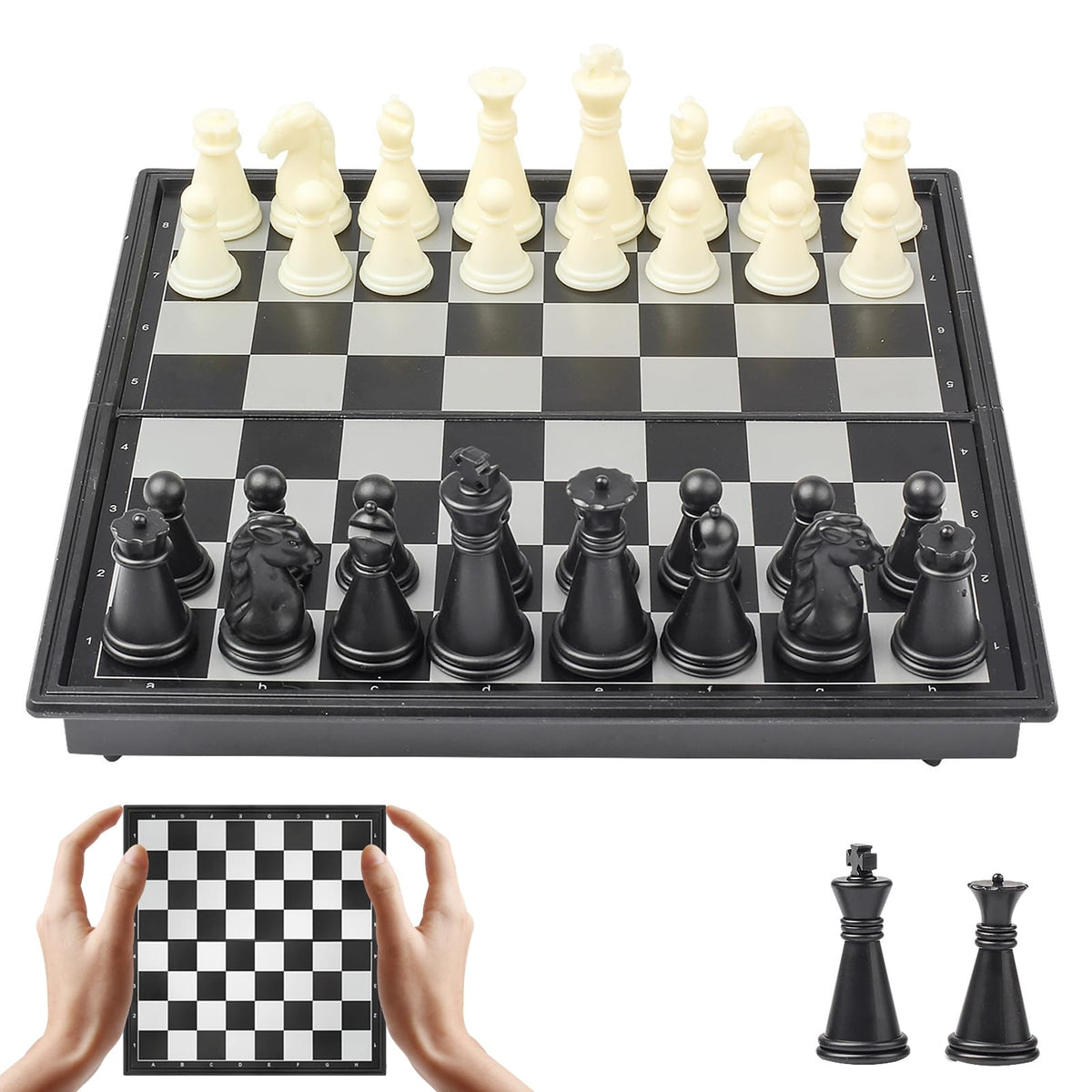 Pedolini travel chess set with magnetic folding board for secure play on the go