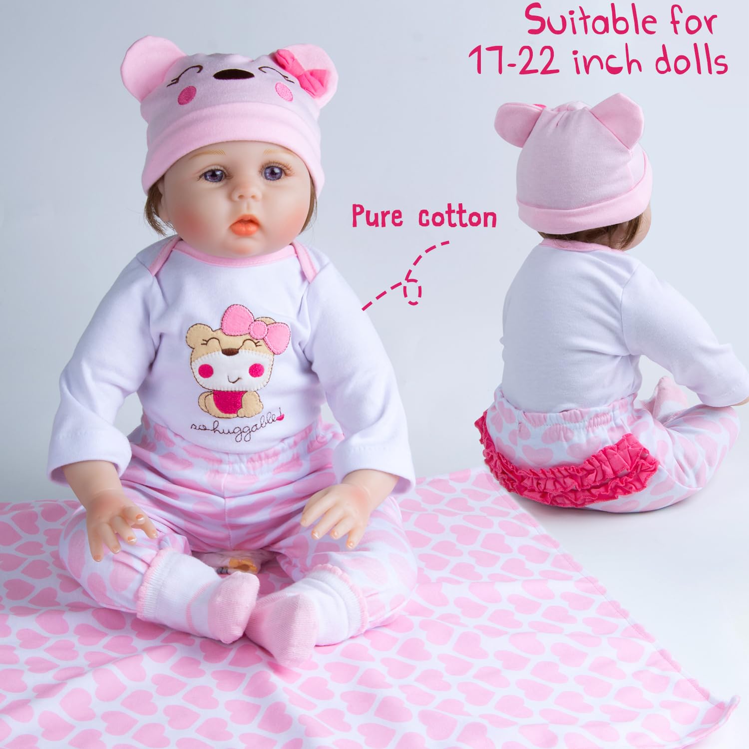 Pedolltree bear bodysuit, easy-care fabric for 17–22 inch dolls.