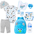 Pedolltree blue dinosaur backpack for reborn dolls; roomy storage for doll accessories.