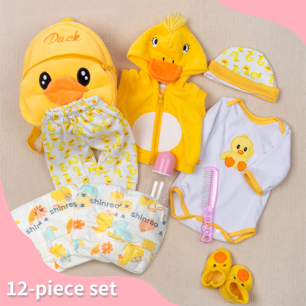 Pedolltree diaper set with yellow duck, practical daily change kit.