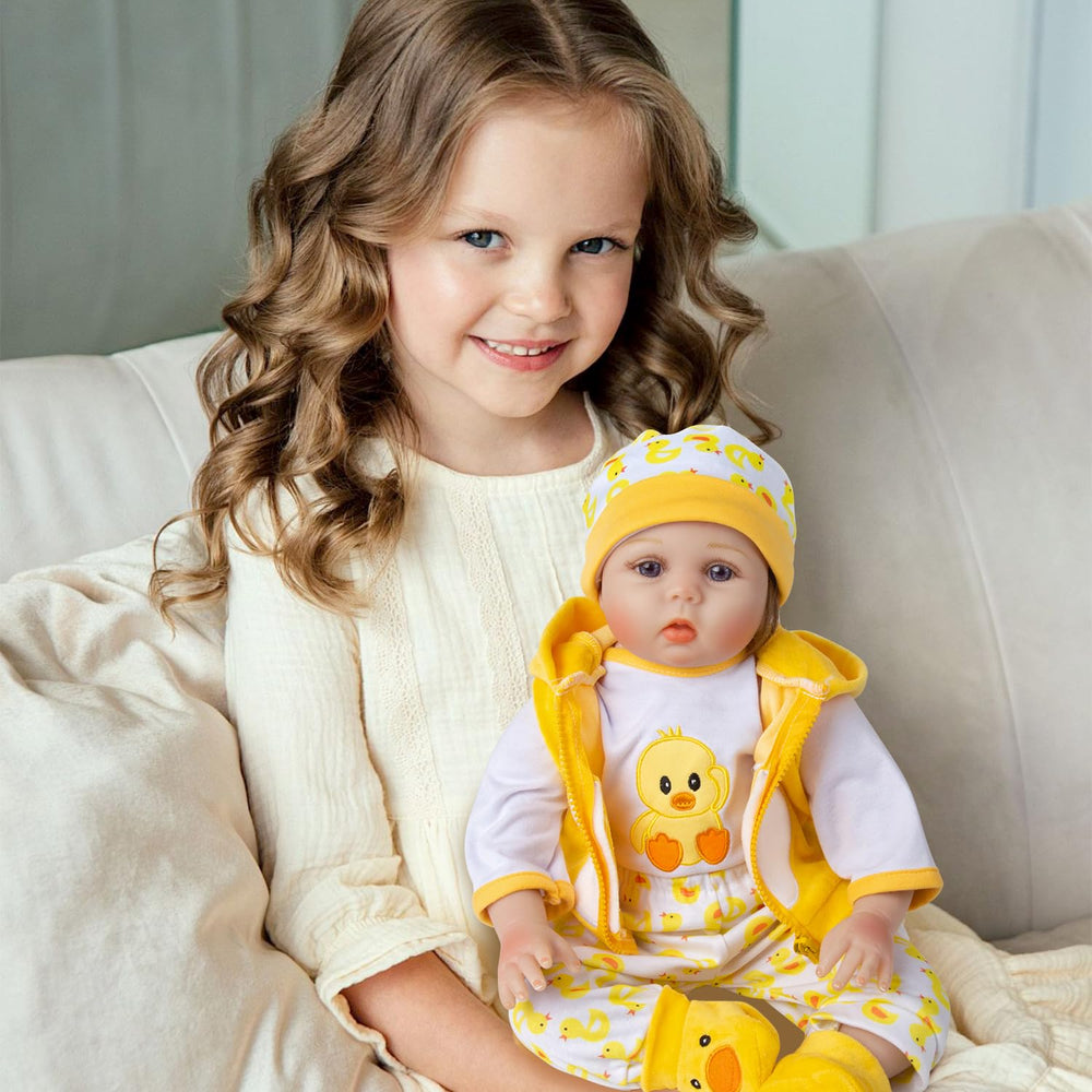 Pedolltree shoes in yellow duck style, comfy fit for 17-22 inch dolls.