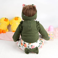 Pedolltree socks complete the four-piece doll outfit set.