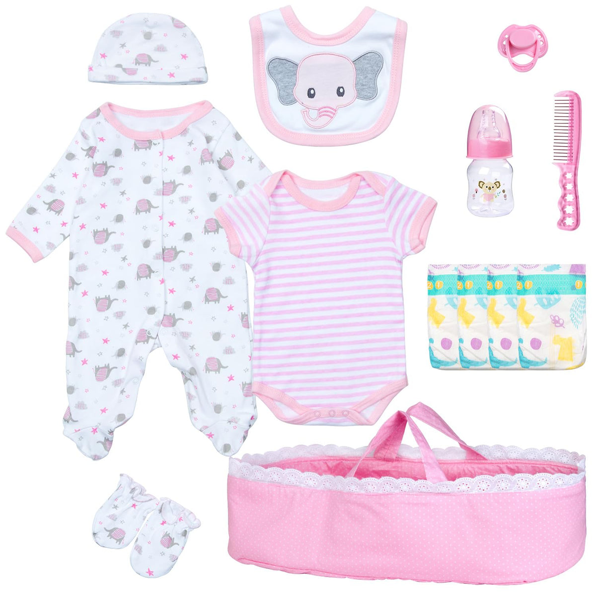 Pedolltree elephant hat for reborn dolls adds cute detail and keeps accessories organized.