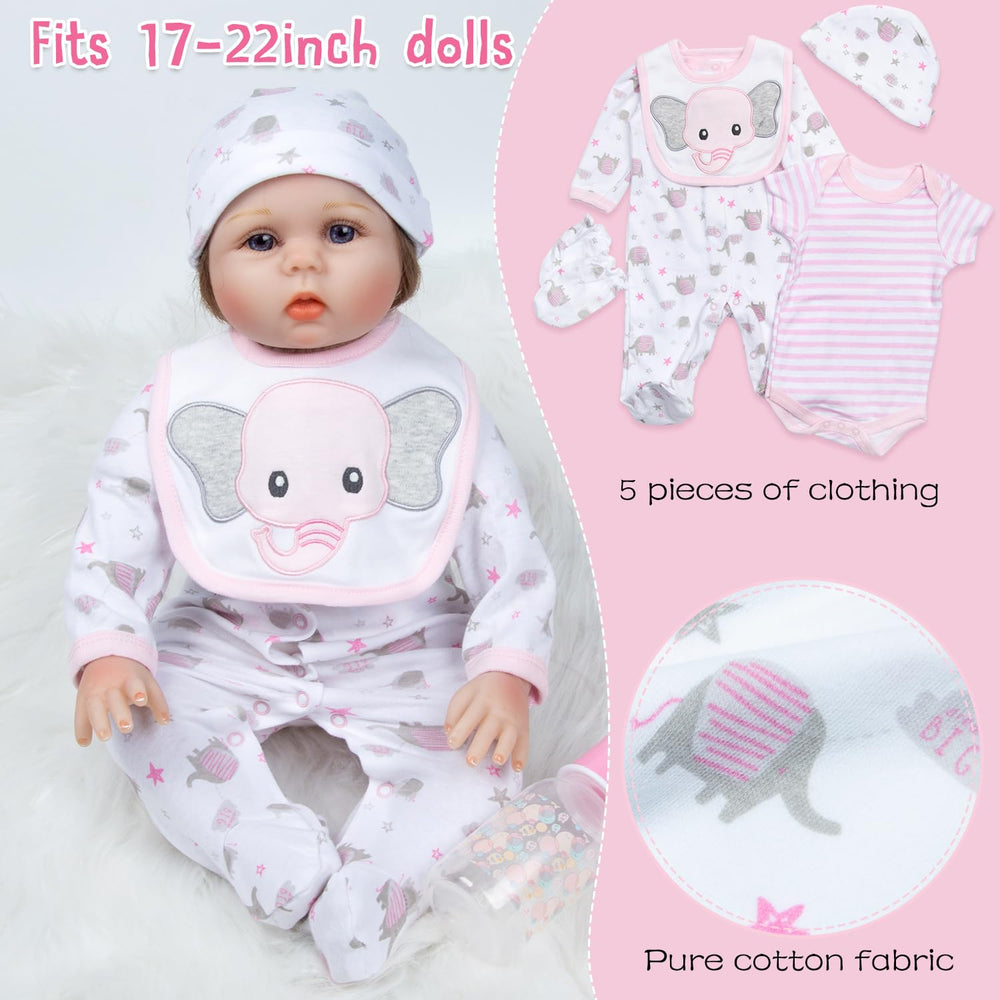 Pedolltree elephant jumpsuit in pink stripes outfits reborn dolls effortlessly.