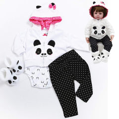 Pedolltree panda outfit for 18-inch reborn doll, soft fabric for cozy pretend play