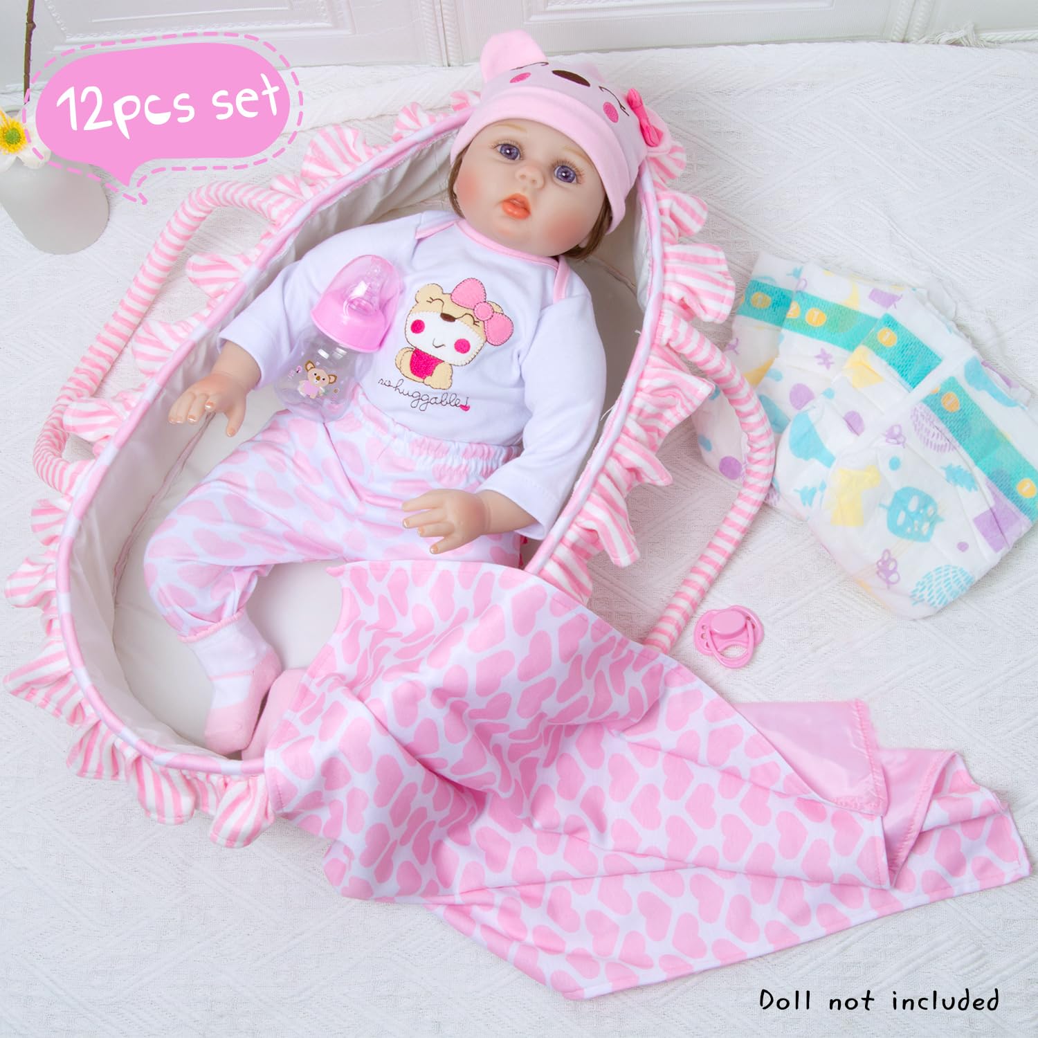 Pedolltree pink bear hat accessory for stylish reborn doll outfits.