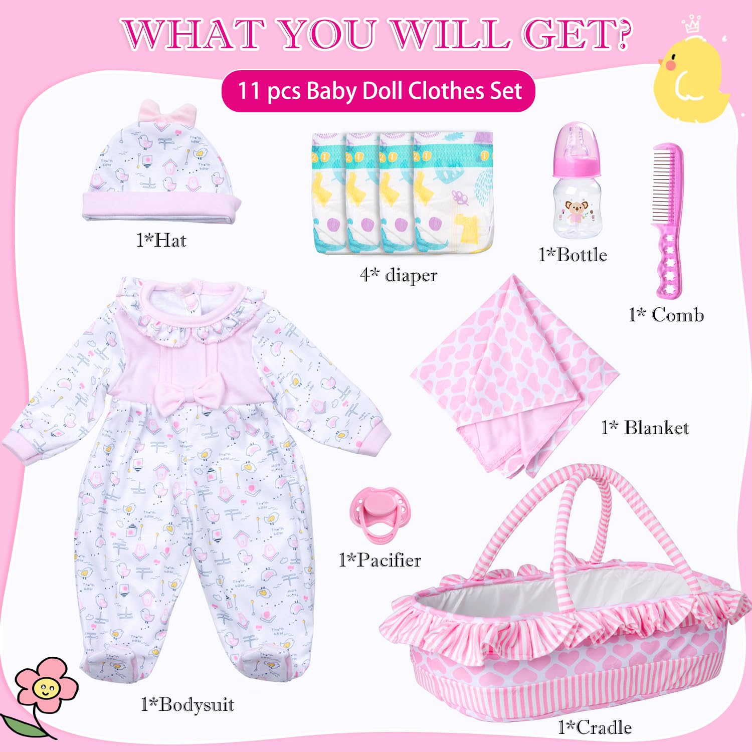 Pedolltree pink heart blanket for cozy doll moments.