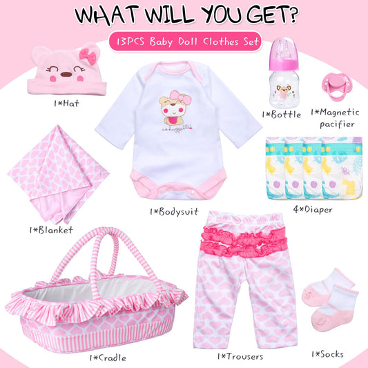Pedolltree pink love heart blanket for reborn dolls, cozy and soft.