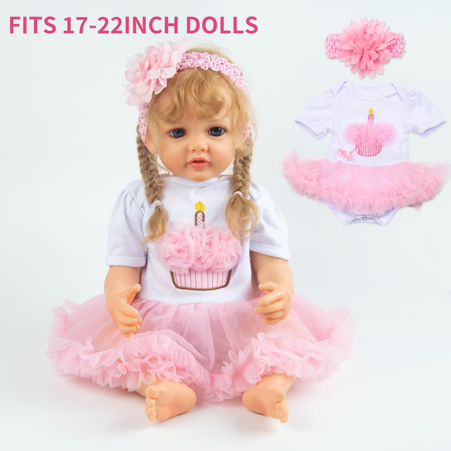 Pedolltree pink tutu dress ready for lively doll dress-up scenes