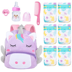 Pedolltree unicorn backpack diaper bag ready for on-the-go doll care