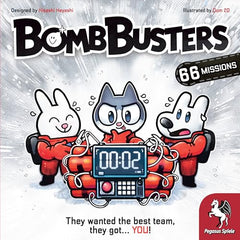 Pegasus Spiele Bomb Busters mission cards and timer spread out for tense teamwork.