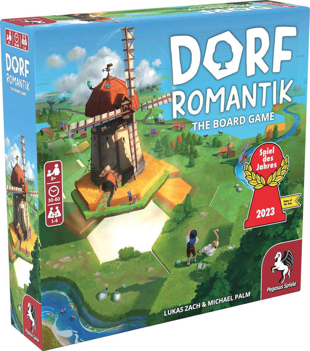Pegasus Spiele Dorfromantik map tiles arranged for a relaxing cooperative landscape puzzle.