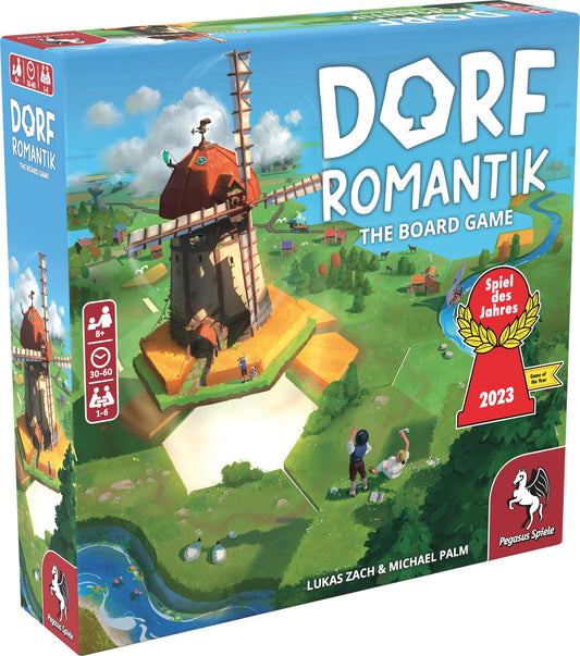 Pegasus Spiele Dorfromantik map tiles arranged for a relaxing cooperative landscape puzzle.