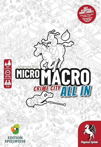 Pegasus Spiele MicroMacro Crime City 3 All In magnifying glass for clues.