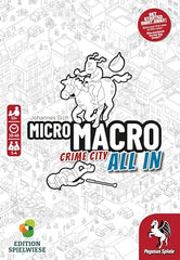 Pegasus Spiele MicroMacro Crime City 3 All In magnifying glass for clues.