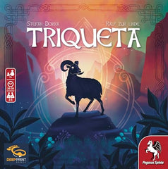 Pegasus Spiele Triqueta board and colorful tiles during play.