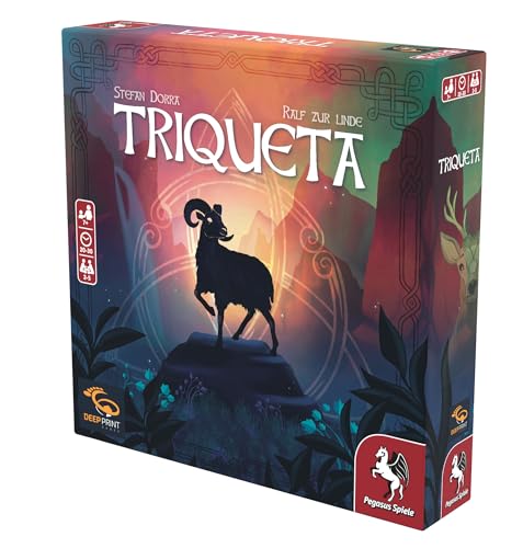 Pegasus Spiele Triqueta Celtic-inspired artwork on components.