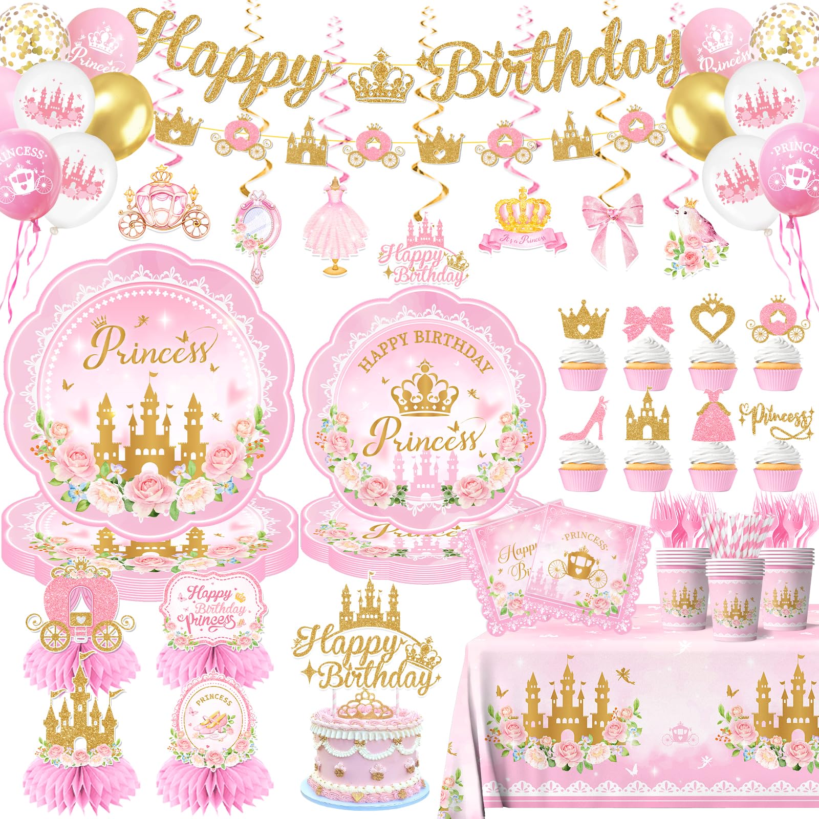 Peghoqu princess banner happy birthday sets a festive mood for celebrations.