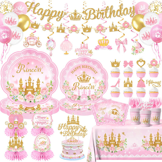 Peghoqu princess banner happy birthday sets a festive mood for celebrations.