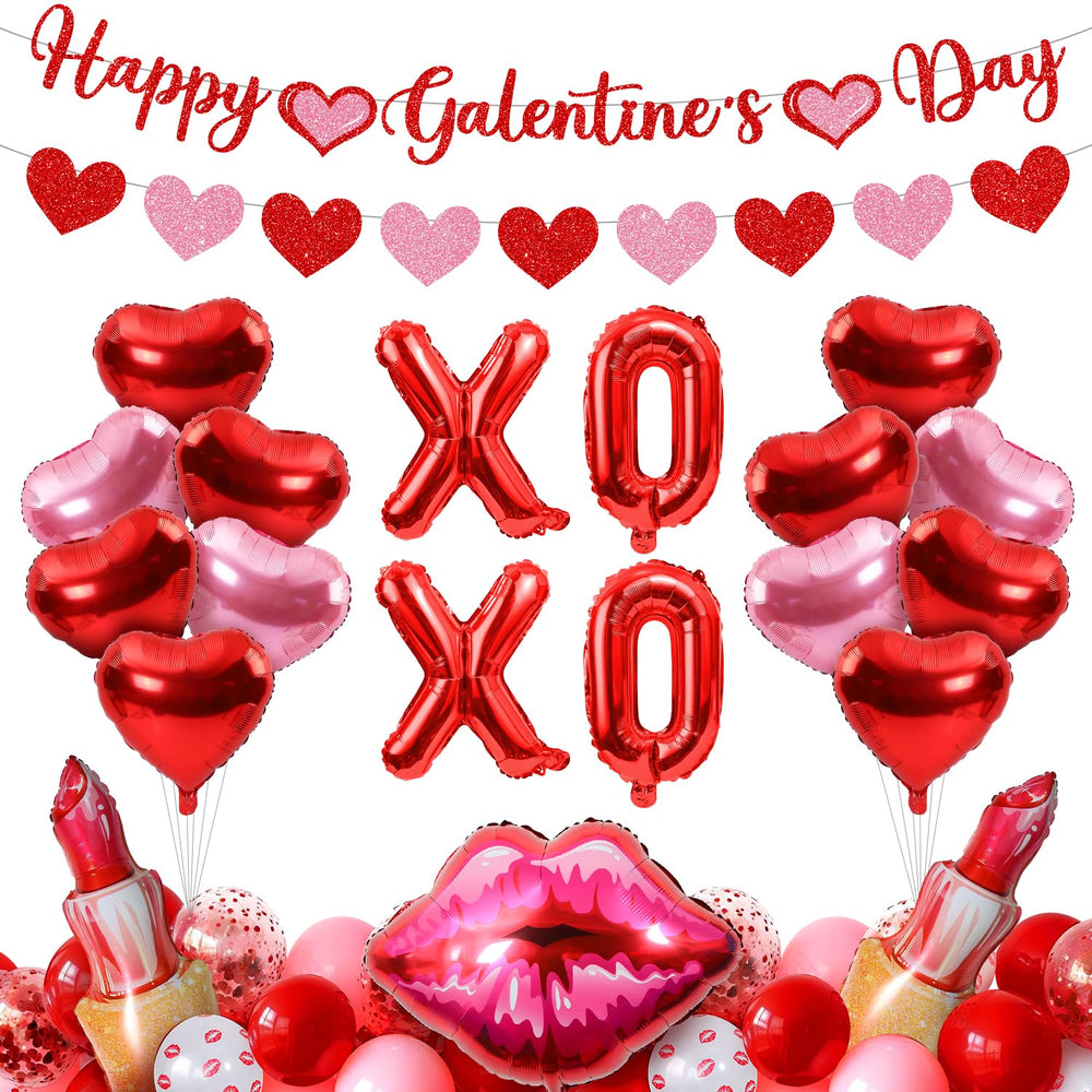 Pekeng Galentines Day banner enhances party backdrop with glittery charm.