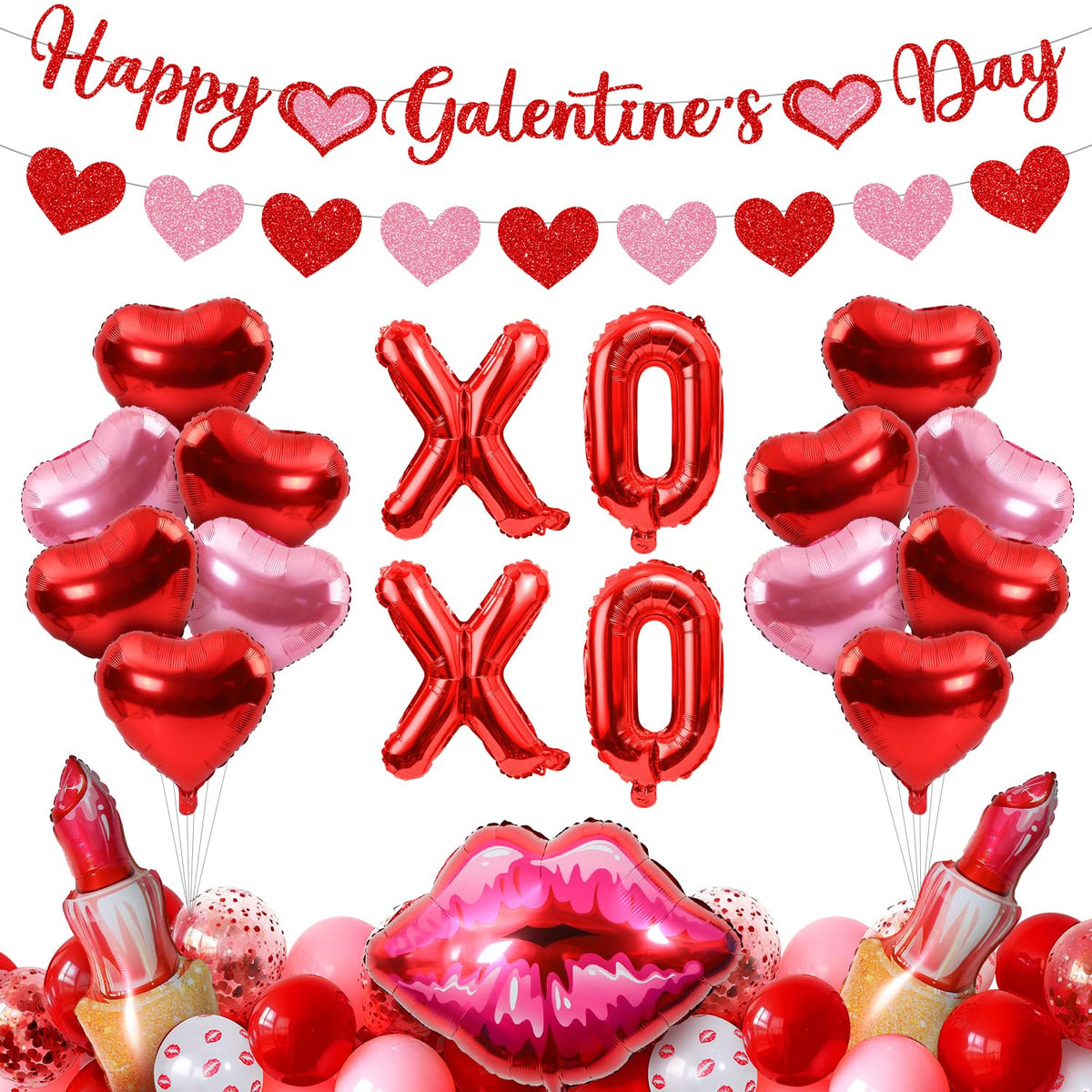 Pekeng Galentines Day banner enhances party backdrop with glittery charm.