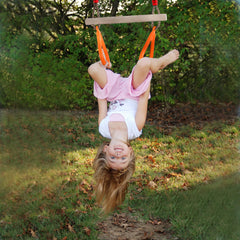 PELLOR kids hanging on trapeze bar showcasing safe, engaging play.