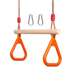 PELLOR kids trapeze bar with rings for indoor outdoor play and core development.