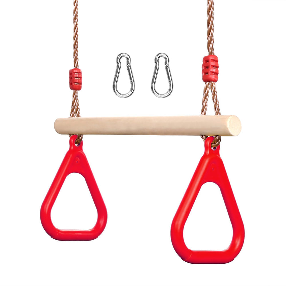 PELLOR Playground wooden trapeze bar offers sturdy construction for safe, dynamic play.
