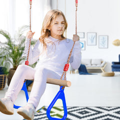 PELLOR wooden swing frame shows sturdy construction for backyard fun.