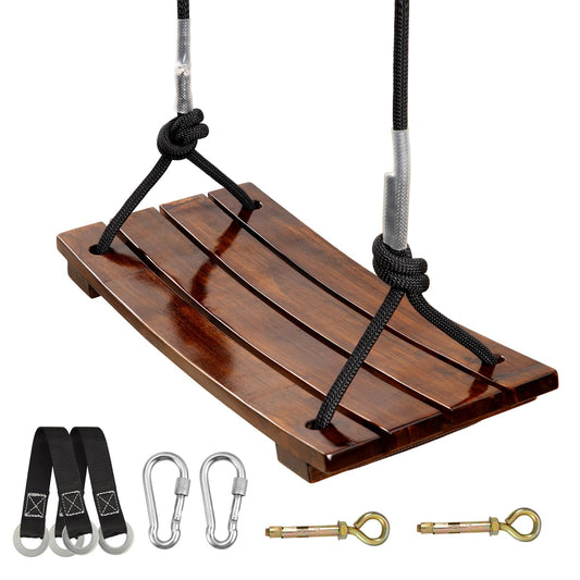 PELLOR wooden swing seat carbonized forest backyard for year-round outdoor use