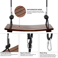 PELLOR wooden swing seat rope-length adjustability for customizable height