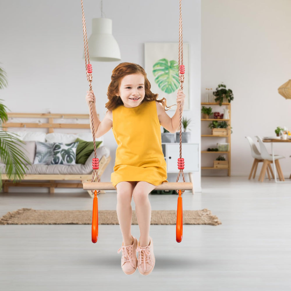 PELLOR wooden trapeze bar with 42 cm length for a sturdy grip.