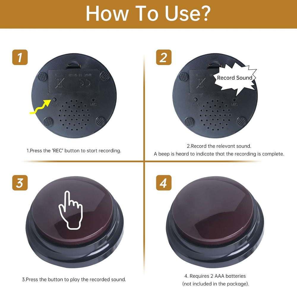 PELTEFLU recording button requires two AAA batteries.
