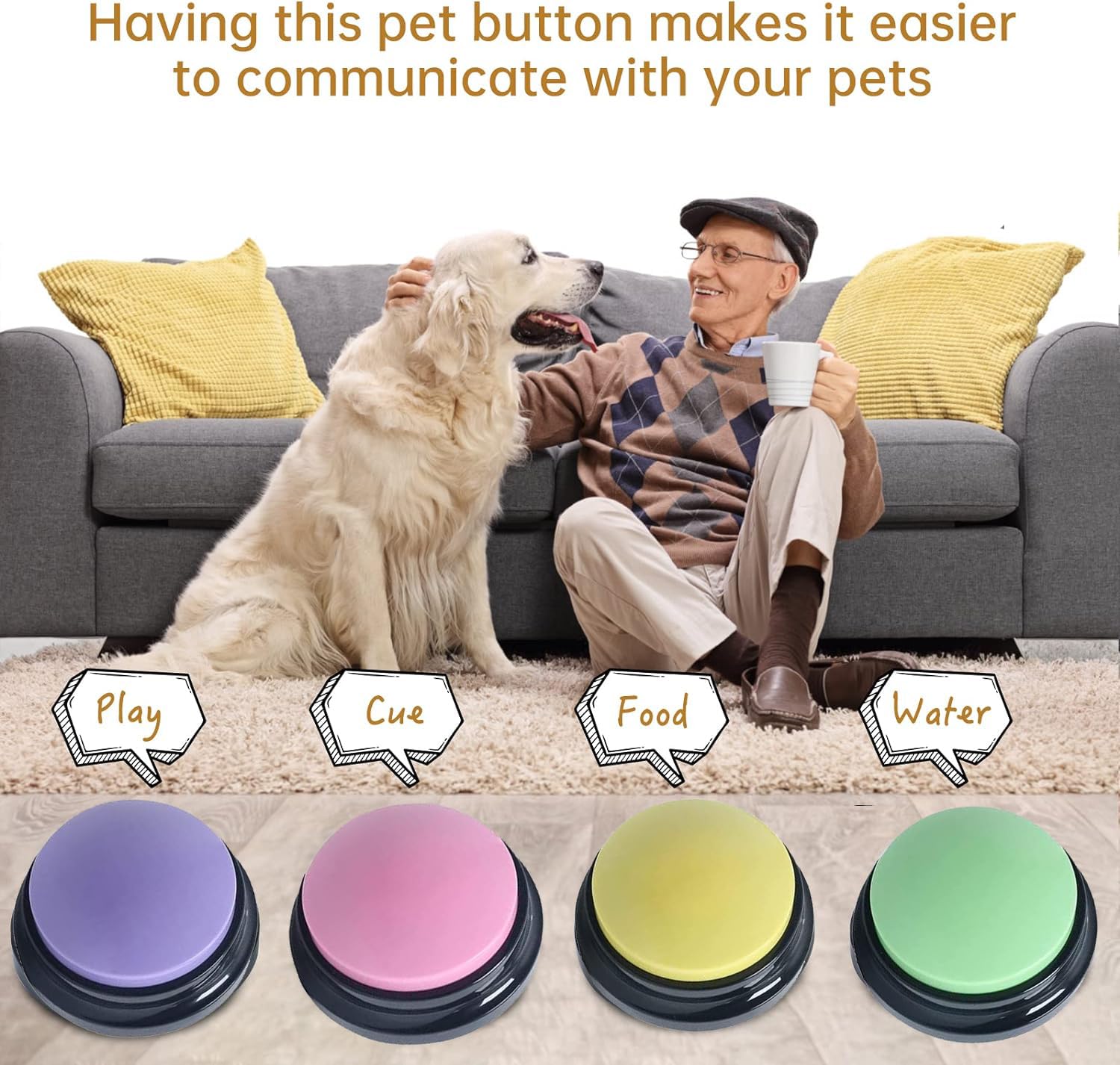 PELTEFLU voice button yellow enables quick family games and communication.