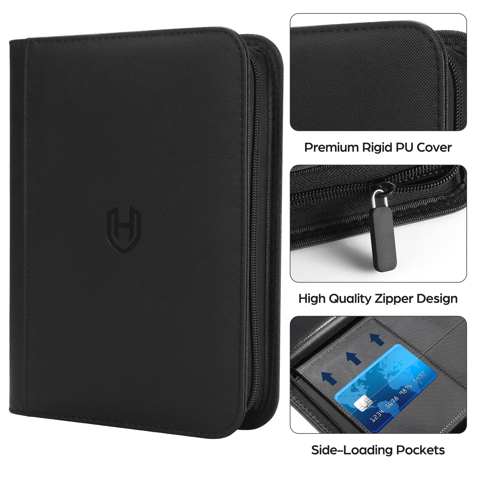 Pemocyny card binder zipper closed demonstrates secure, dust-proof storage