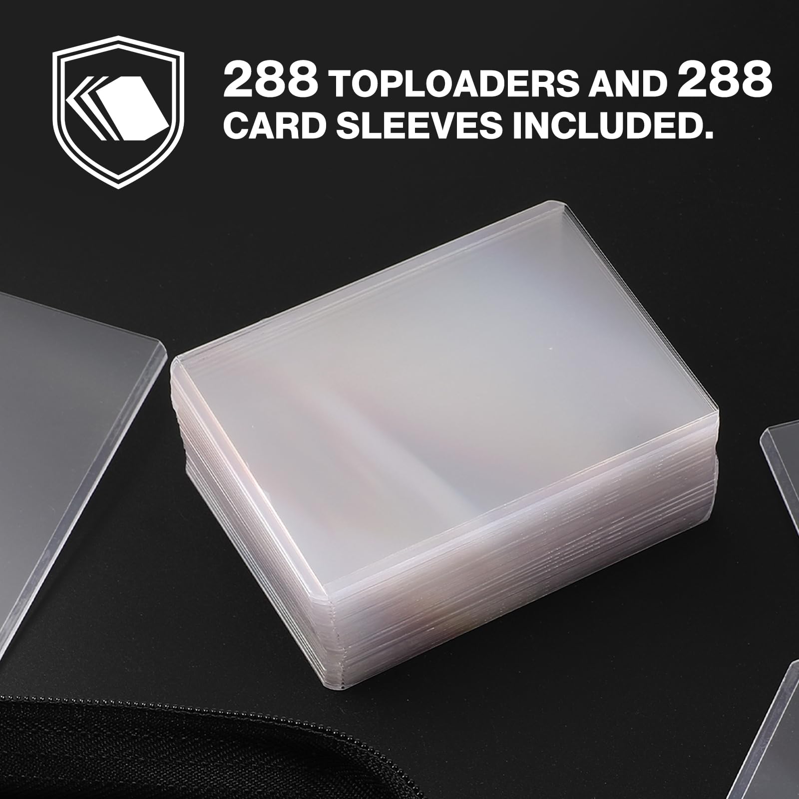 Pemocyny toploader binder includes 288 top loaders for quick setup.