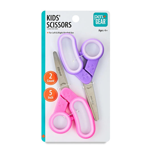 Pen+Gear Daoneg 5-inch blunt-tip scissors in pink and purple, safe for kids' crafts.