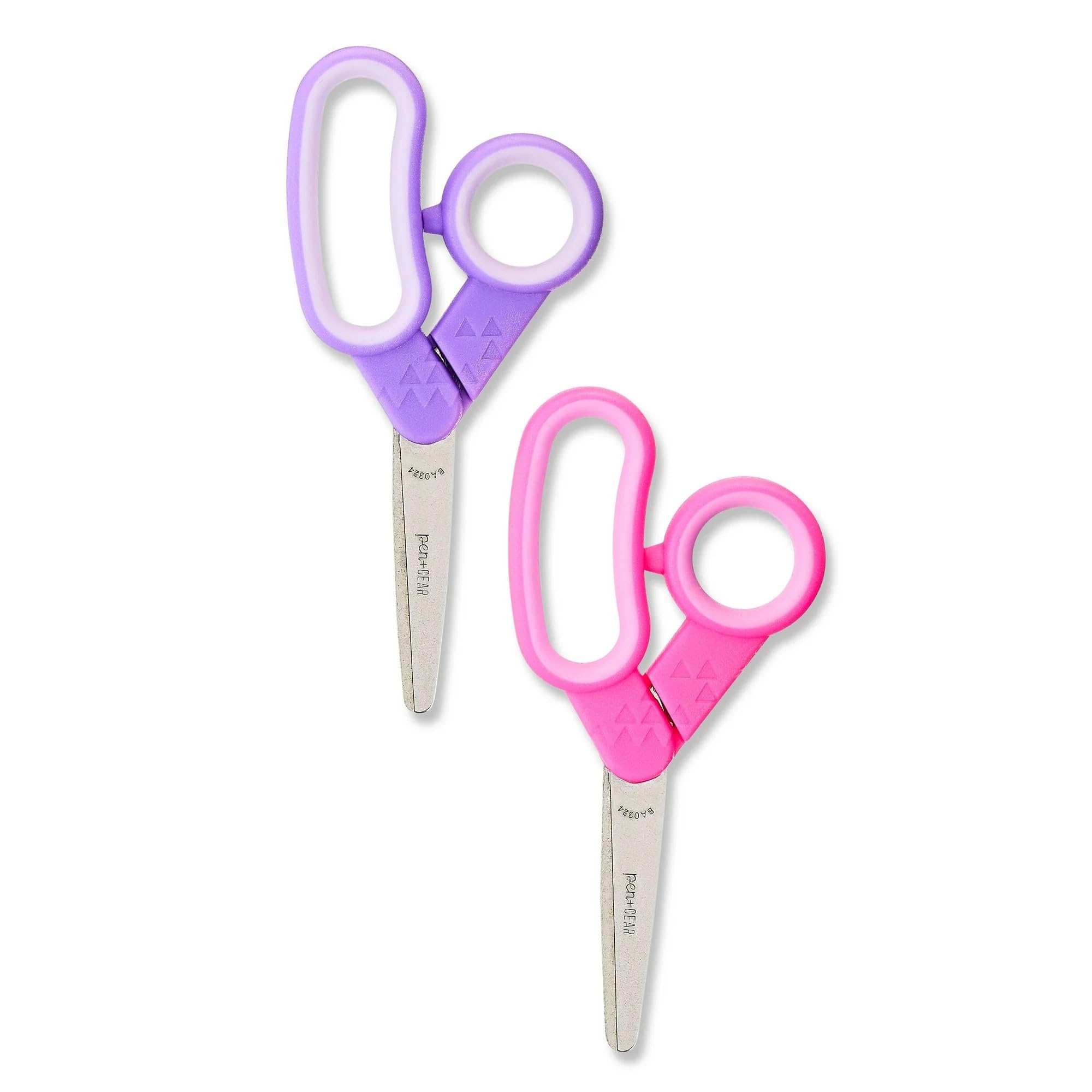 Stainless-steel blades on Pen+Gear Daoneg scissors slice paper with precision.
