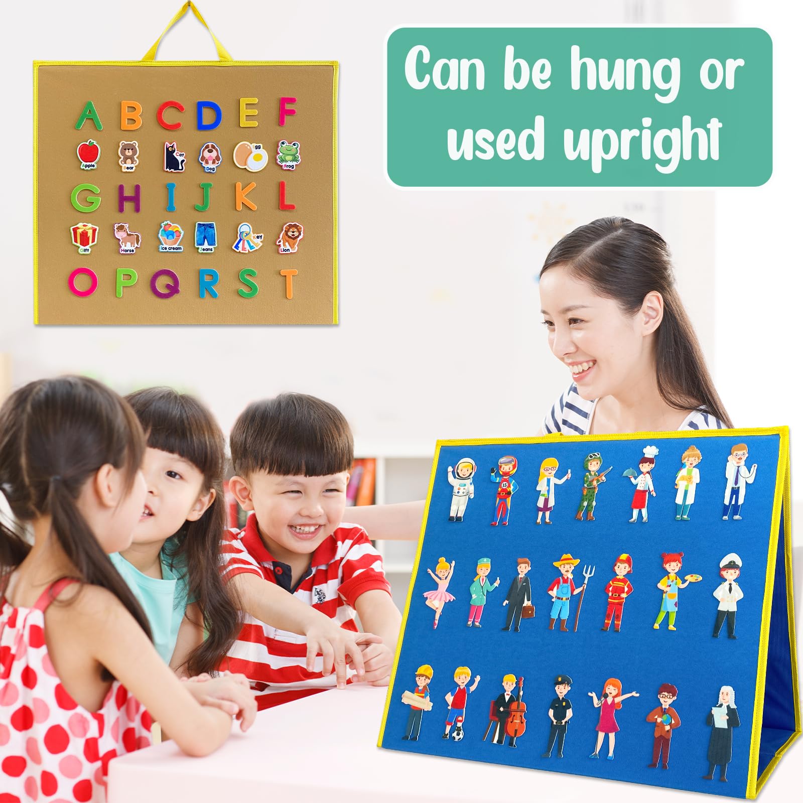 Pengfull blue velvet surface felt board emphasizes colorful pieces for visuals