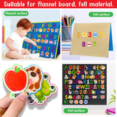 Versatile felt pieces fit most felt boards for classroom or home activities.