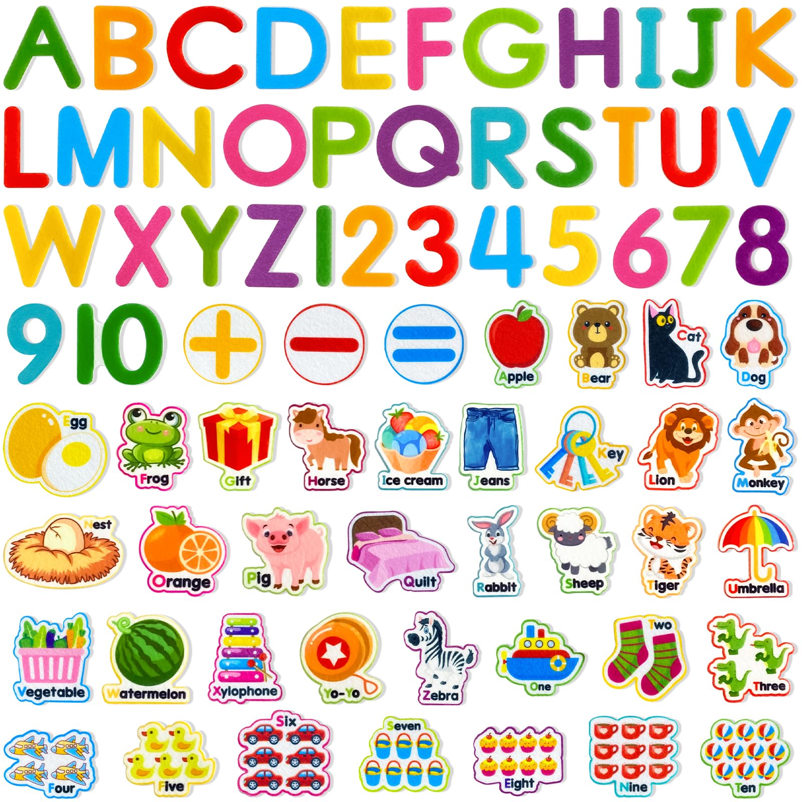 PENGFULL felt letters and numbers set on a board for interactive early learning.